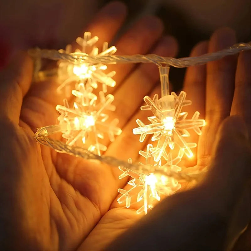 LED Snowflake String Garland Fairy Lights