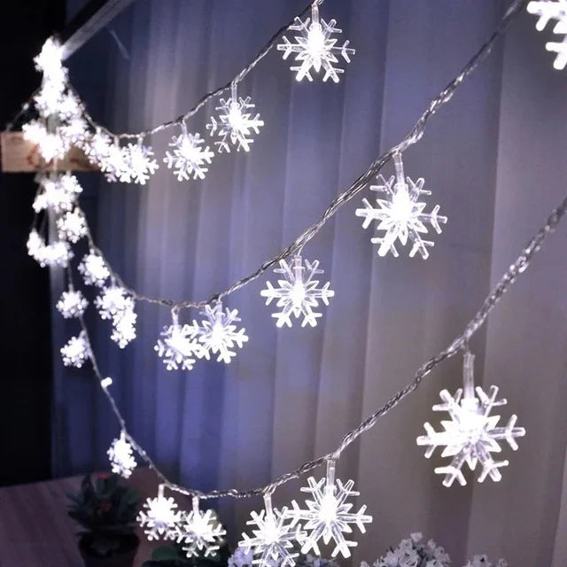 LED Snowflake String Garland Fairy Lights