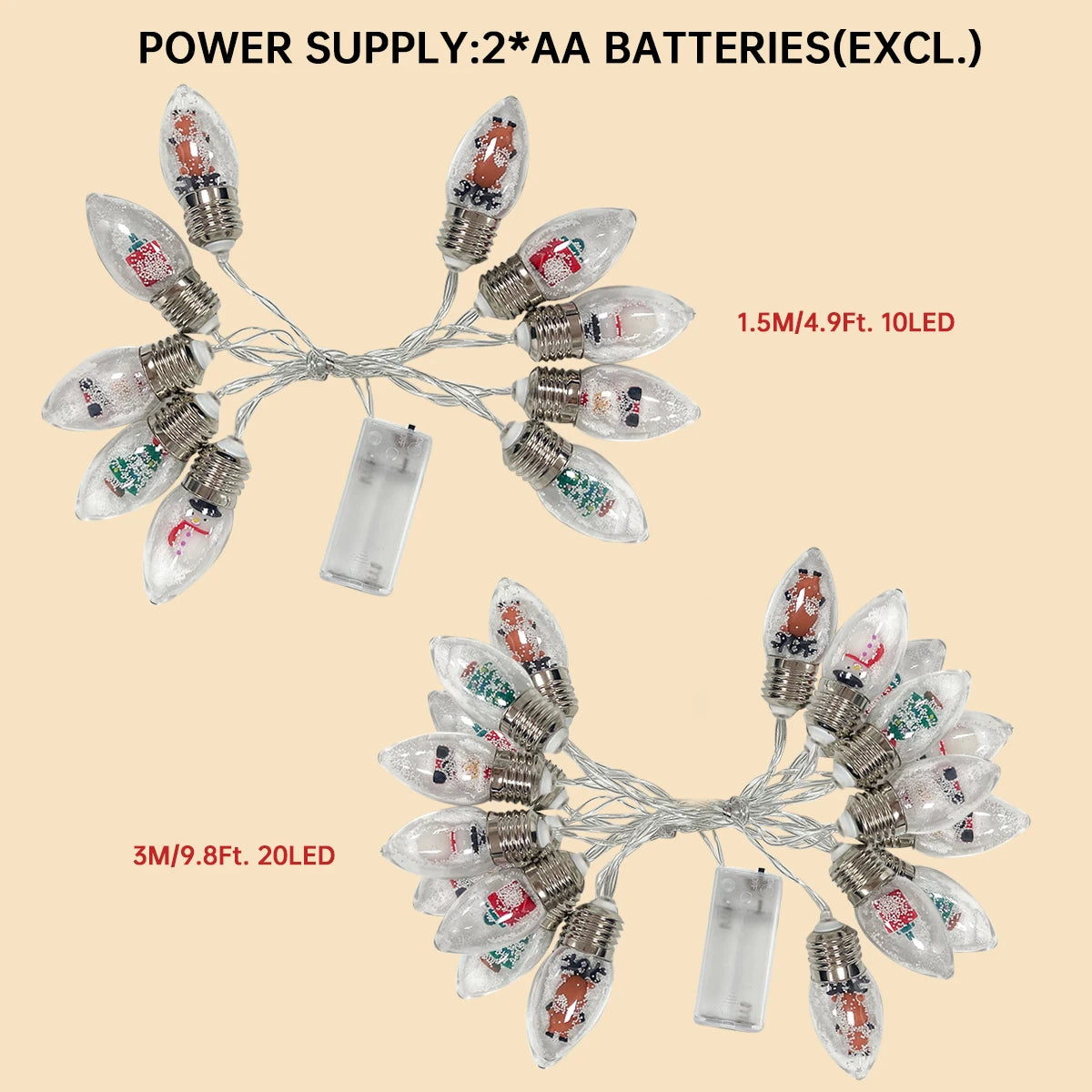 Christmas Snowball Clear Bulb String Lights