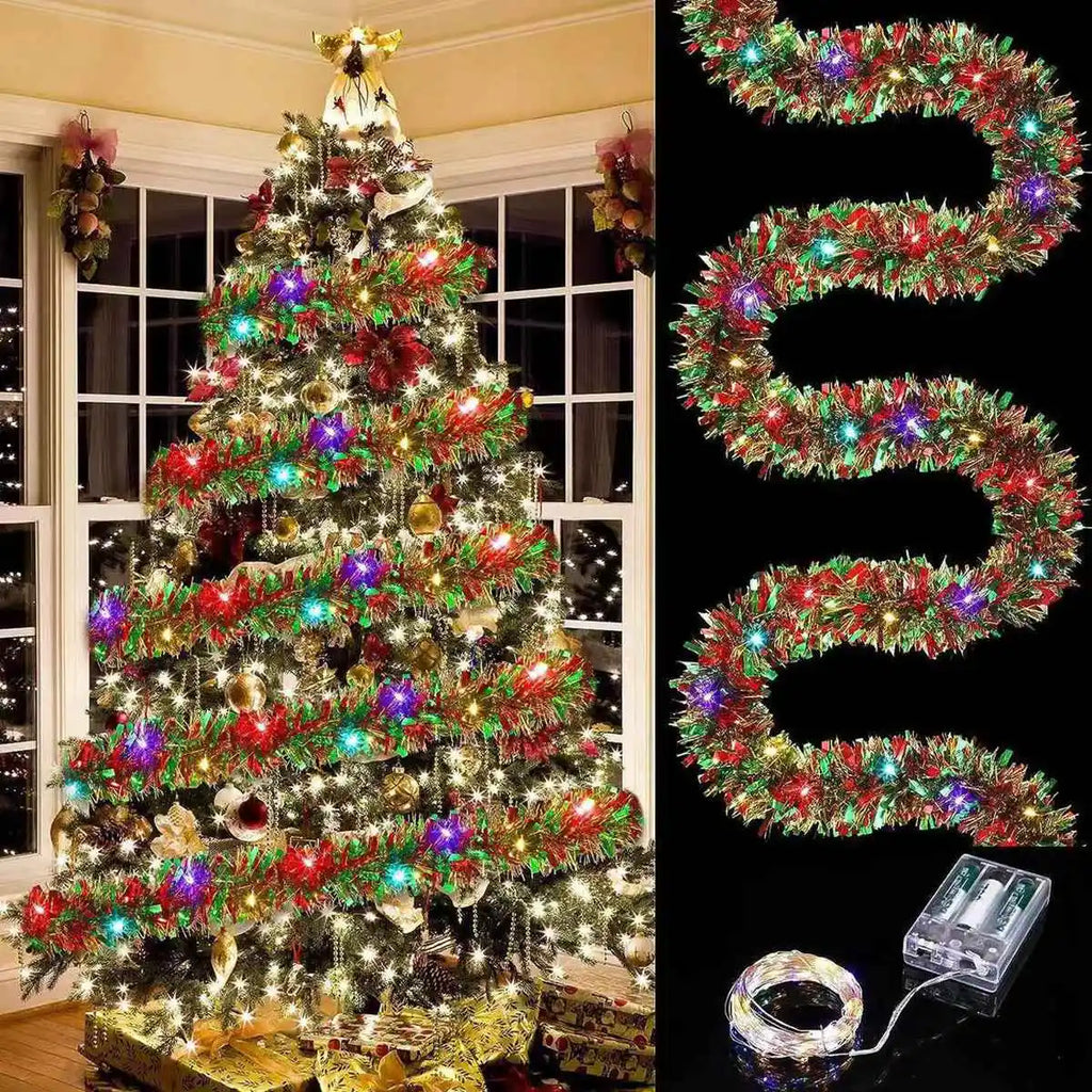 Christmas Metallic Garland With LED Lights