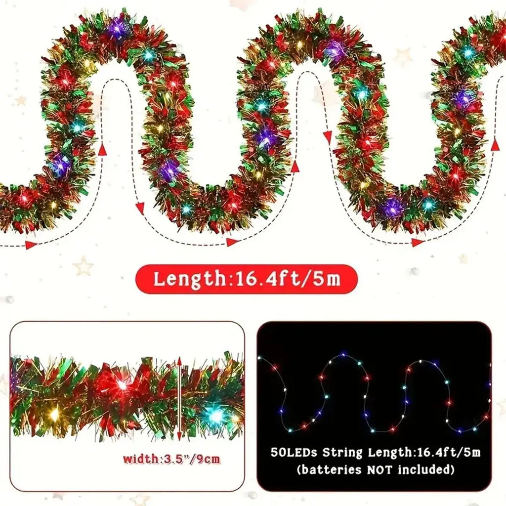 Christmas Metallic Garland With LED Lights