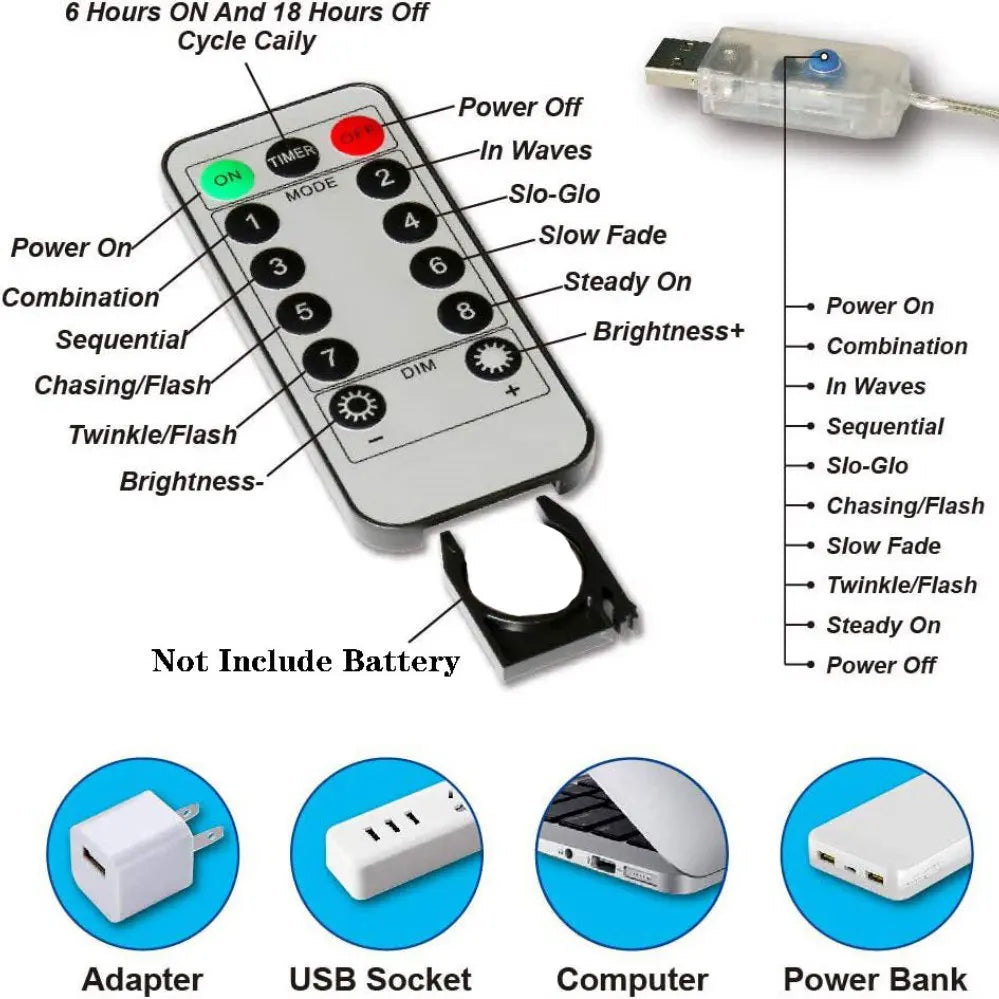 Curtain Remote Control String Lights