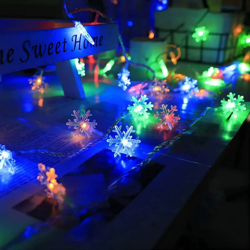 LED Snowflake String Garland Fairy Lights